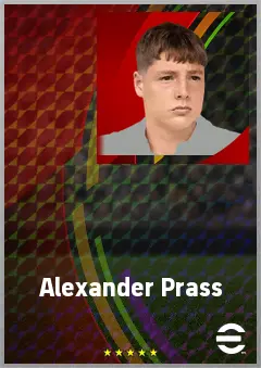 Alexander Prass eFootball 2026 player card, 72 OVR LMF