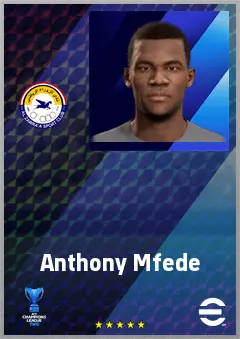 Anthony Mfede eFootball 2026 player card, 65 OVR RWF