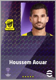 Houssem Aouar eFootball 2026 player card, 76 OVR AMF