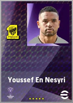 Youssef En Nesyri eFootball 2026 player card, 77 OVR CF