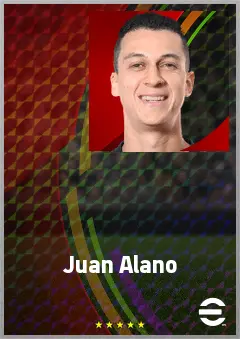 Juan Alano eFootball 2026 player card, 70 OVR RWF