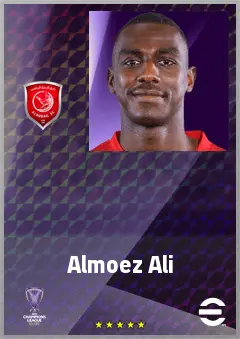 Almoez Ali eFootball 2026 player card, 73 OVR CF
