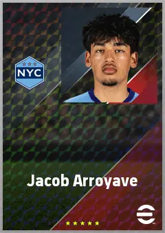 Jacob Arroyave eFootball 2026 player card, 62 OVR CMF