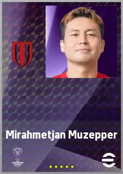 Mirahmetjan Muzepper eFootball 2026 player card, 67 OVR CMF