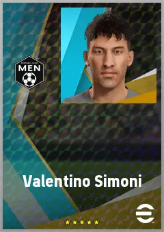 Valentino Simoni eFootball 2026 player card, 69 OVR CF