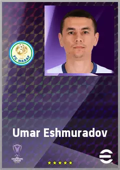 Umar Eshmuradov eFootball 2026 player card, 69 OVR CB