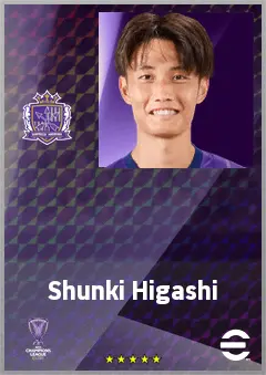Higashi Shunki eFootball 2026 player card, 72 OVR LMF