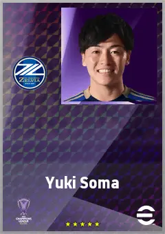 Soma Yuki eFootball 2026 player card, 72 OVR LWF