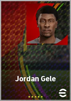 Jordan Gele eFootball 2026 player card, 66 OVR CF