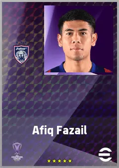 Afiq Fazail eFootball 2026 player card, 70 OVR CMF