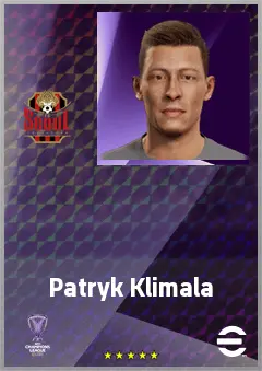 Patryk Klimala eFootball 2026 player card, 71 OVR CF