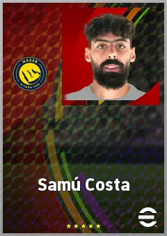 Samú Costa eFootball 2026 player card, 76 OVR DMF