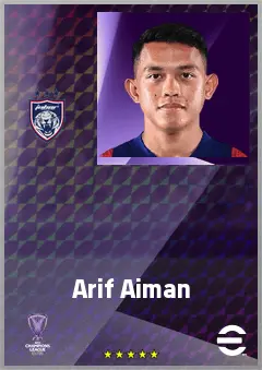 Arif Aiman eFootball 2026 player card, 70 OVR RMF
