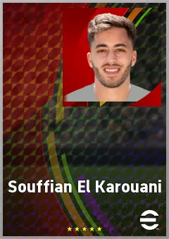 Souffian El Karouani eFootball 2026 player card, 73 OVR LB