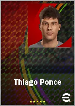 Thiago Ponce eFootball 2026 player card, 65 OVR CF