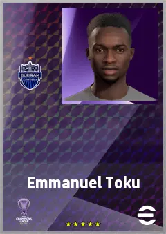 Emmanuel Toku eFootball 2026 player card, 68 OVR AMF