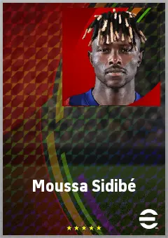 Moussa Sidibé eFootball 2026 player card, 70 OVR RWF