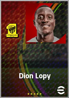Dion Lopy eFootball 2026 player card, 72 OVR DMF