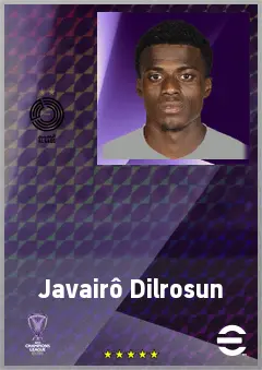 Javairô Dilrosun eFootball 2026 player card, 73 OVR RWF