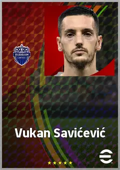 Vukan Savićević eFootball 2026 player card, 69 OVR CMF