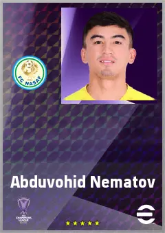 Abduvohid Nematov eFootball 2026 player card, 69 OVR GK