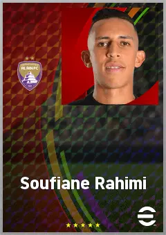 Soufiane Rahimi eFootball 2026 player card, 72 OVR LWF