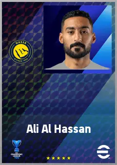 Ali Al Hassan eFootball 2026 player card, 69 OVR DMF