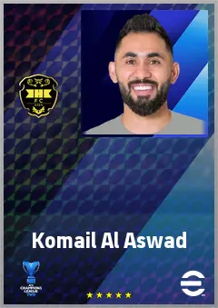 Komail Al Aswad eFootball 2026 player card, 67 OVR AMF
