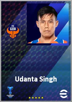 Udanta Singh eFootball 2026 player card, 68 OVR RWF