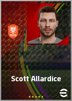 Scott Allardice eFootball 2026 player card, 69 OVR DMF