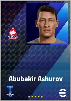 Abubakir Ashurov eFootball 2026 player card, 63 OVR CB