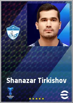 Shanazar Tirkishov eFootball 2026 player card, 69 OVR RMF