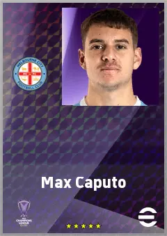 Max Caputo eFootball 2026 player card, 67 OVR CF
