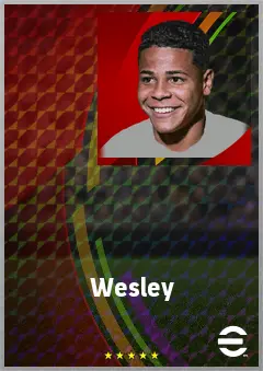 Wesley eFootball 2026 player card, 72 OVR LWF