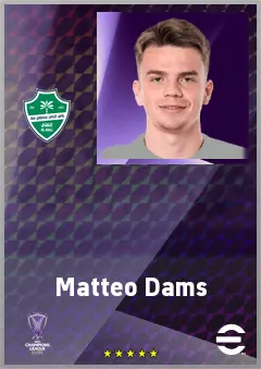 Matteo Dams eFootball 2026 player card, 69 OVR LB