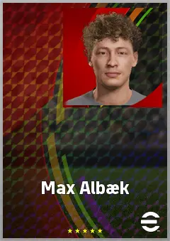 Max Albæk eFootball 2026 player card, 61 OVR CMF