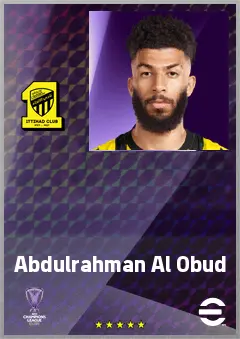 Abdulrahman Al Obud eFootball 2026 player card, 68 OVR RWF