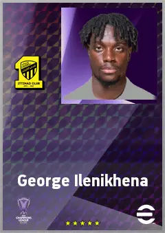 George Ilenikhena eFootball 2026 player card, 72 OVR CF