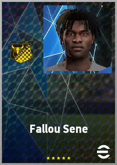 Fallou Sene eFootball 2026 player card, 65 OVR CF
