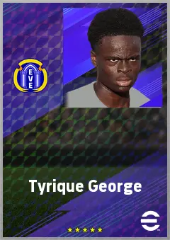 Tyrique George eFootball 2026 player card, 71 OVR LWF