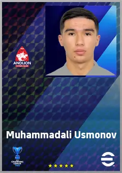 Muhammadali Usmonov eFootball 2026 player card, 62 OVR RWF