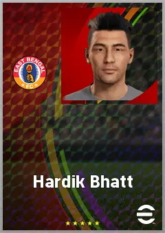 Hardik Bhatt eFootball 2026 player card, 64 OVR RB