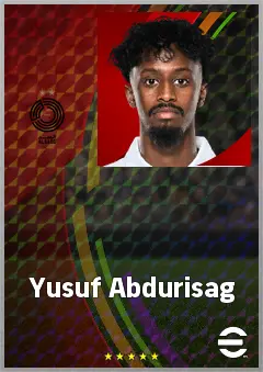Yusuf Abdurisag eFootball 2026 player card, 69 OVR CF