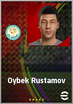 Oybek Rustamov eFootball 2026 player card, 67 OVR DMF