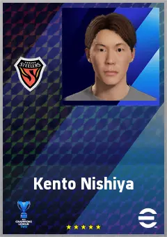 Nishiya Kento eFootball 2026 player card, 65 OVR CMF