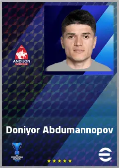Doniyor Abdumannopov eFootball 2026 player card, 66 OVR RWF