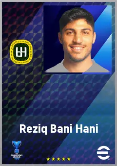 Reziq Bani Hani eFootball 2026 player card, 65 OVR CF
