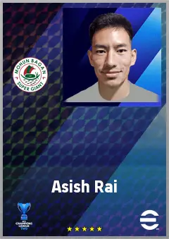 Asish Rai eFootball 2026 player card, 64 OVR RB