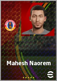 Mahesh Naorem eFootball 2026 player card, 65 OVR LWF