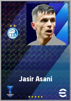 Jasir Asani eFootball 2026 player card, 72 OVR RWF